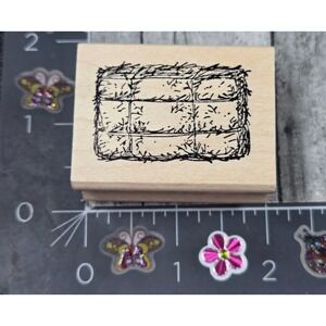 Art Impressions Hay Bale Bundle Fall Harvest E1506 1996 Rubber Stamp Wood #V19